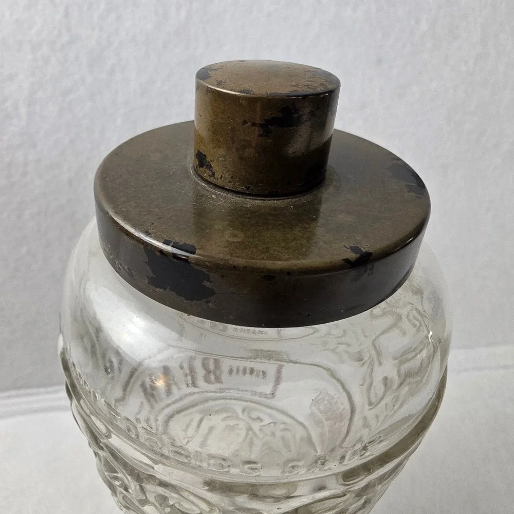 Vintage Jim Beam Bonded Beam Embossed Glass Liquor Pour Bottle w/ Metal Spout